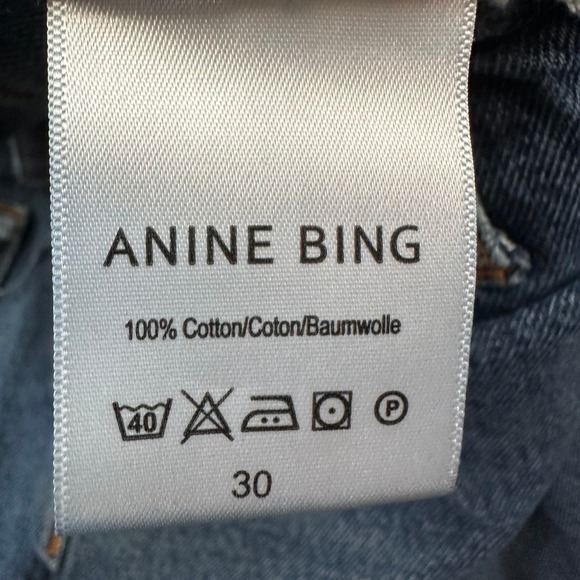 Anine Bing Gavin 1999 Denim Jean‎ Ripped Shorts Cutoff 90s Blue Bermuda Wide Leg - Picture 10 of 15